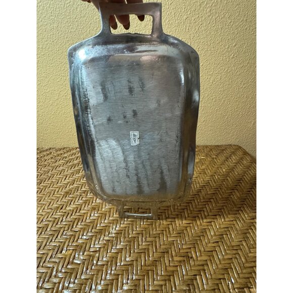 Vintage Mexican Handcrafted Aluminum Serving Tray With Handles Textured Bamboo - Picture 4 of 5